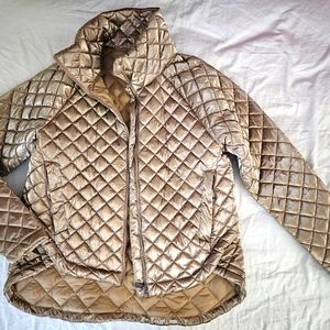 Athleta Whisper Featherless Metallic Jacket Champagne Gold - Size M